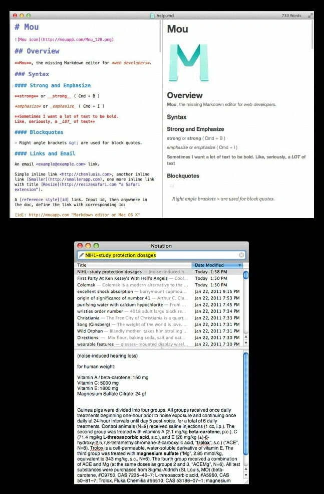 Mou and nVALT 2 markdown editors