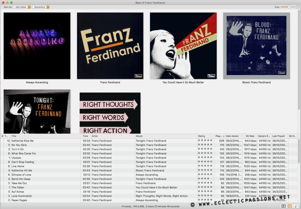 Screenshot of smart playlists